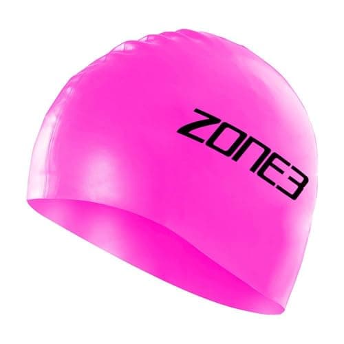 Image of ZONE3 Silicone Swim Cap - 48g Hi-Vis Pink Waterproof Swimming Hat