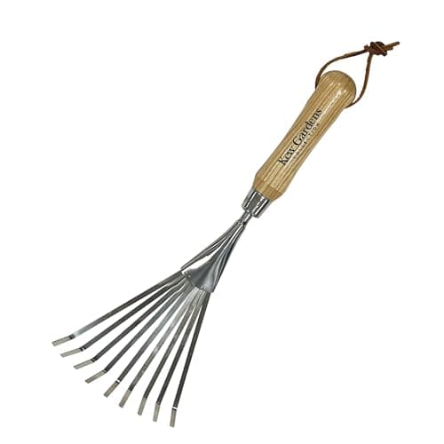 Image of Spear & Jackson 5200KEW Kew Gardens Collection Mini Border Rake - Compact Stainless Steel Hand Garden Rake - Narrow Tines for Lawn Edges, Flowerbeds & Paths, Hardwood FSC® Handle, Rust-Resistant