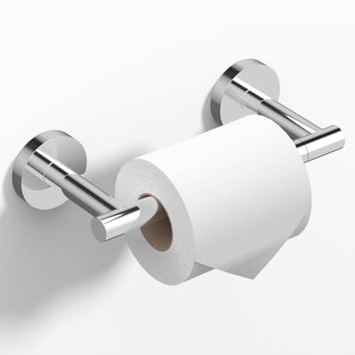 Image of HITSLAM Chrome Toilet Roll Holder Wall Mounted, Double Post Pivoting Toilet Paper Holder, SUS304 Stainless Steel Toilet Tissue Holder, Toilet Accessories for Bathroom, Kitchen, Washroom