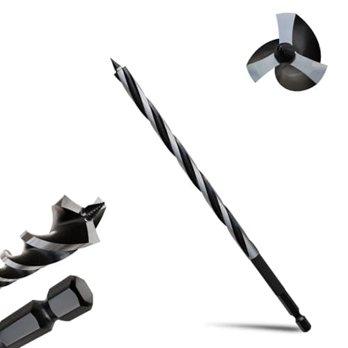 Image of METOTY 10mmx230mm Auger Drill Bit Extra Long Drill Bits,6.35mm Hex Shank for Wood with Quick Change - 3-Cutter Design with Dual-Flute for Fast Chip Removal, Fits Hardwood, Softwood, PVC, Drywall