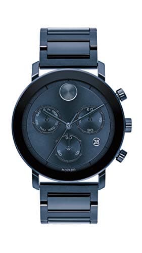 Image of Movado Men's Bold Evolution Swiss Quartz Watch with Stainless Steel Link Bracelet, Blue, blue, 3600683