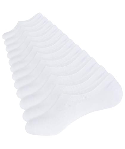 Image of CLOSEMATE Trainer Invisible Ankle No Show Socks for Men Women Ladies 6 Pairs Low Cut Casual Cotton Liner Socks with Non-Slip Silicone Stripes(UK L,9-12, White)