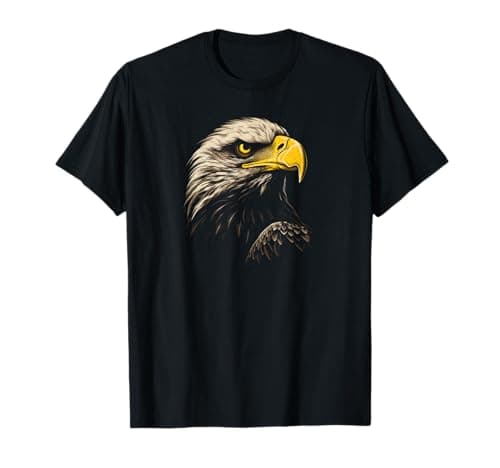 Image of Eagle Apparel Unisex Adults Black Eagle T-Shirt S Classic Fit Short Sleeve U-Neck Cotton 100% Polyester Printed T-Shirt Patriotic Birthday 4th of July