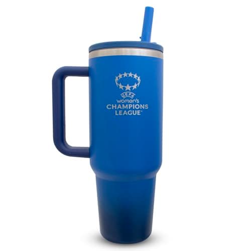 Image of UEFA Women's Champions League 40oz, 1.13L Thermal Flask - UWCL Officially Licensed Merchandise, Water Bottle with Integrated Straw & Handle, Double-Wall Insulated Travel Mug, Stainless Steel, BPA Free