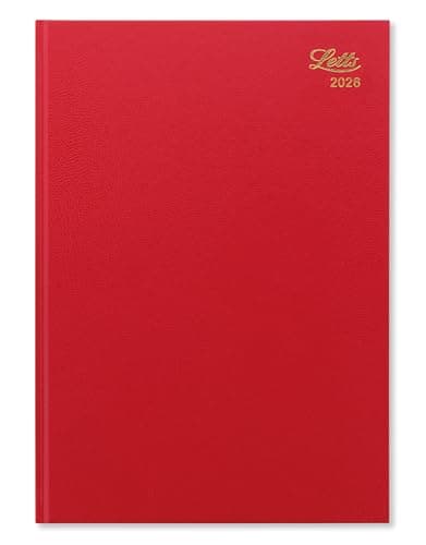Image of Letts of London Standard A4 day to a page 2026 diary - Red 26-T11ZRD