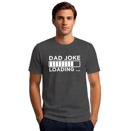 Image of SUWATOIN Dad Jokes Loading Shirt Daddy Bad Pun Humor T-Shirt Funny Tee Tops Grey