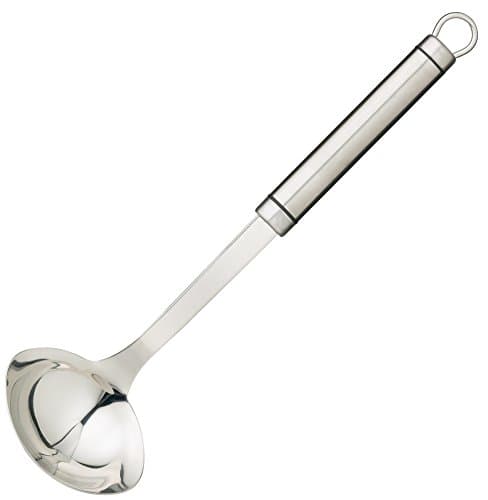 Image of KitchenCraft Professional Stainless Steel Mini Ladle, Deep Gravy Spoon, Oval Handled Small Soup Serving Spoon, Metal Kitchen Utensil, Dishwasher Safe, 28.5cm