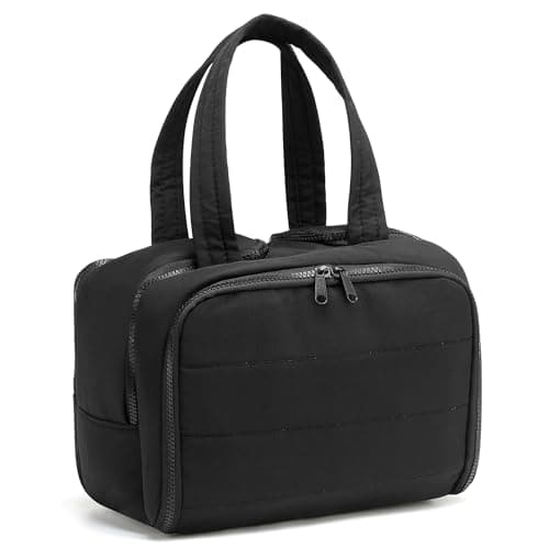 Image of SUIKIHUM Puffy Makeup Bags, Large Travel Toiletry Bag, Cosmetic Bag Organizer Makeup Pouch for Women with Handle Lightweight, Black