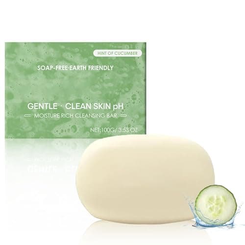Image of Cucumber Soap for Face and Body - Natural Soap Bar for Clear, Hydrated Skin - Cleansing So-ap with Aloe Vera & Vitamin E - Moisturizing Handmade S-oap - Deep Cleansing, Cooling & Nourishing - 100g