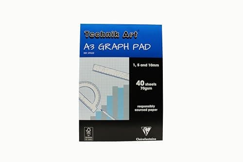 Image of Exacompta Clairefontaine 'Technik Art' Graph Pad, A3, 1/5/10 mm Grid, 40 leaves, Blue
