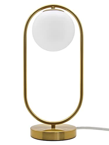 Image of Antique Brass Table Lamp Opaque Glass Shade Bedside Light Globe Desk Lamp H3029