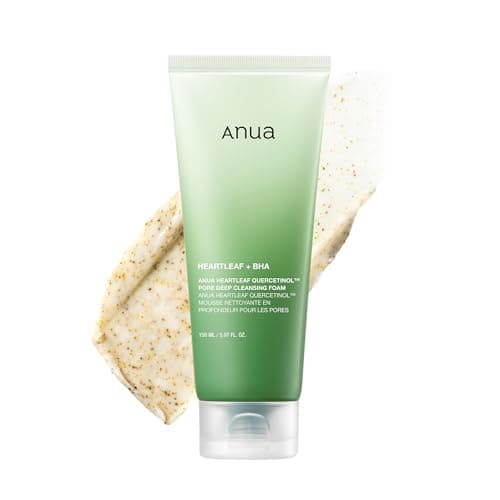 Image of Anua Heartleaf Quercetinol Pore Deep Cleansing Foam, Facial Cleanser, for Double Cleansing, BHA, Hyaluronic Acid, Glycerin, Face Wash, Blackhead Remover, Korean Skincare, 5.07 fl.oz
