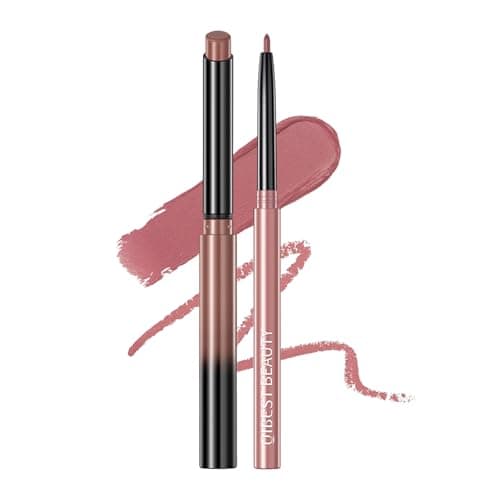 Image of QiBest Nude Rose Pink Cream Lipstick with Lip Liner Makeup Set for Women, Soft Matte Lip Stick Silk Finish with LipLiner Pencil 24 Hours Original Waterproof Labials, Velvety & Non-Drying Formula