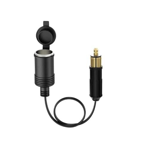 Image of DIN Hella Plug to Cigarette Lighter Socket Adapter 12V/24V, European Male Powerlet Plug Converter for BMW Triumph Ducati Motorcycles, Waterproof Car Accessory Outlet with 18AWG Cable (Black 1 PCS)
