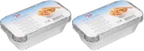 Image of Tala 10A60133 Heavy Duty Foil Containers with Lids, Silver, 20cm x 11cm (Pack of 2)
