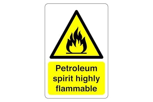 Image of Safety First Display LTD Petroleum spirit highly flammable sign - High tack self-adhesive sticker (150mm x 100mm) Viewing Distance within 3m.