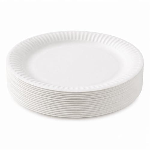 Image of Paper Plates 23cm - Pack of 100 9inch Paper Plates, Disposable Plates, Party Plates