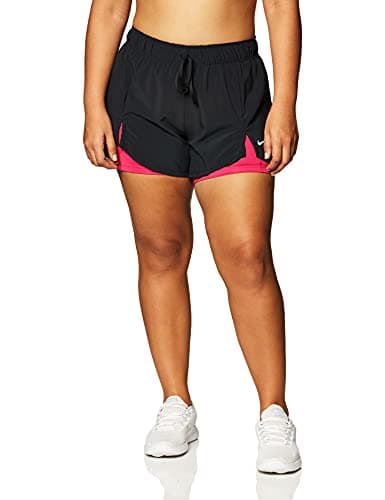 Image of Nike DA0453-013 W NK DF FLX ESS 2-in-1 SHRT Shorts Womens Black/Fireberry/(White) XL