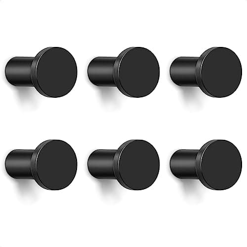 Image of GUWINA Round Metal Coat Hooks Wall Mounted Heavy Duty for Hanging, Single Individual Modern Tea Towel Hooks for Bathrooms Door Hallway, Hanging Hooks for Robe Hat Dressing Gown Clothes (Black)