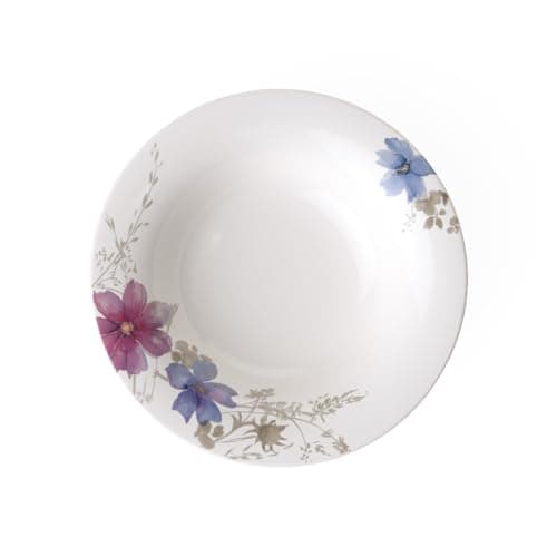 Image of Villeroy & Boch Mariefleur Gris Basic Soup Plate, 23 cm, Premium Porcelain, White/Multicoloured
