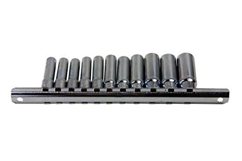 Image of US PRO B1216 11pc 1/4 DR 6 Point Deep SAE Imperial AF Sockets on Rail