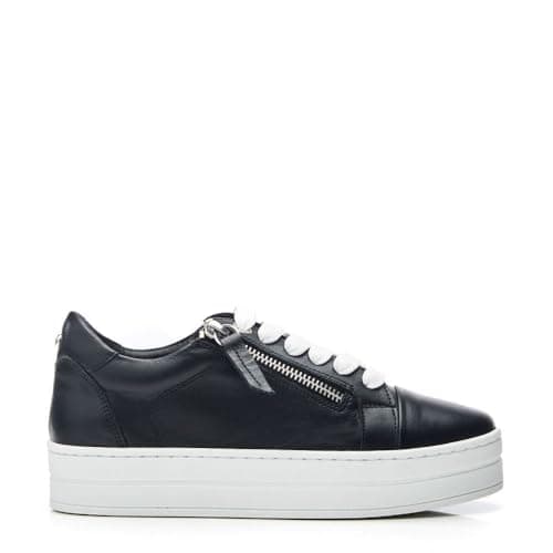 Image of Moda in Pelle Women's Abbiy Black Leather Slab Soled Trainers 8
