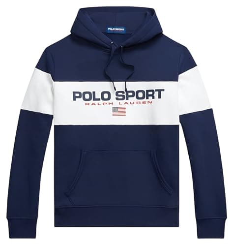 Image of POLO RALPH LAUREN POLO SPORT Fleece Hoodie (UK, Alpha, XL, Regular, Regular, Navy/White)