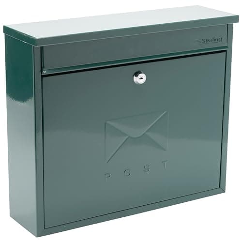 Image of Burg-Wachter MB02G Green Elegance Wall Mounted Galvanised Steel Lockable Weatherproof Post Box - 36x31x10cm