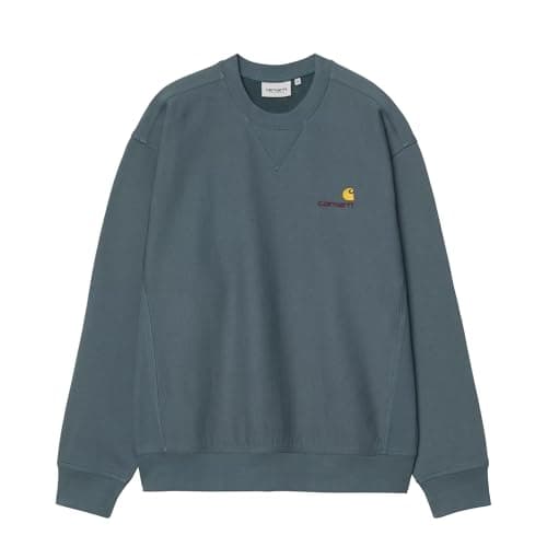 Image of CARHARTT WIP American Script Sweatshirt, Office Blue, Crew Neck (UK, Alpha, S, Regular, Regular, Office Blue)