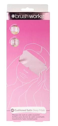 Image of Brushworks Cushioned Satin Sleep Mask (Pink) – Plush, Blackout Eye Cover for Luxurious Night’s Sleep, Adjustable & Ultra-Soft