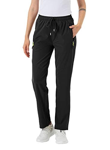Image of donhobo Womens Walking Trousers Lightweight Quick Dry Pant Hiking Trouser with Zip Pockets Black XL