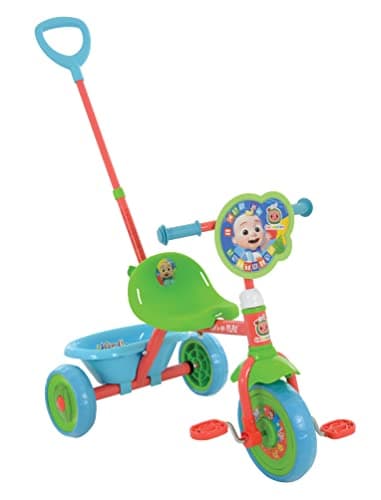 Image of CoComelon My First Trike for Toddlers - Baby Trike with Parent Handle - Adjustable Tricycle - Push Along Bike - 79x44x97cm