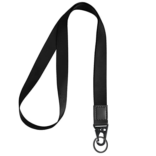 Image of Vicloon Lanyard Neck Strap, Badge Lanyards, Neck Leather Lanyard Polyester Neck Strap with Olecranon buckle Detachable Lanyards for ID Badge Holder Keys Phone (Black)