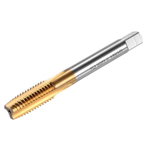 Image of M METERXITY M10x1.5mm Metric Thread Tap, HSS Titanium Coated 80mm Length Straight Flute Right Hand Thread Screw Tapping Tool for Drilling/Milling Machines/CNC Machine Tools