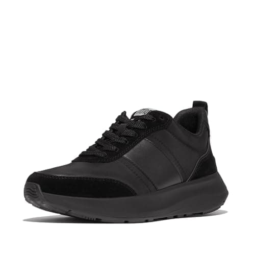 Image of F-Mode Flow Fabric/Suede/Leather Flatform Sneakers All Black