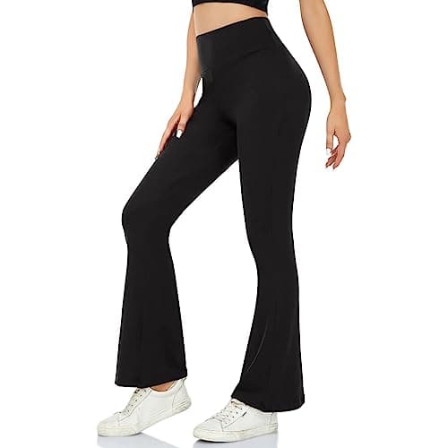 Image of ACTINPUT Yoga Pants for Women Flared Leggings High Waisted Bootcut Black Trousers Women's Workout Bootleg Stretchy Leggings(Black,M)