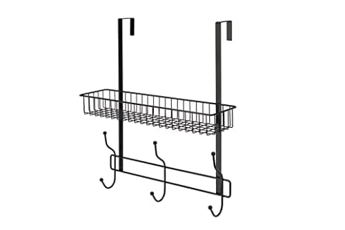 Image of Croydex Matt Black Large Hook Over Shower Caddy - Bathroom Accessory with Deep Basket, Bathroom Shelves for Extra Storage, Matt Black Powder Coated Finish, Rust Resistant Bathroom Storage