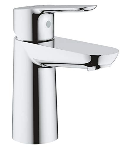 Image of GROHE BauEdge - Smooth Body Single-Lever Basin Mixer Tap (1-Hole Installation, Metal Lever, 28mm Ceramic Cartridge, Water Saving Technology, No Waste Set, Tails 3/8 inch), Size 144mm, Chrome, 23330000