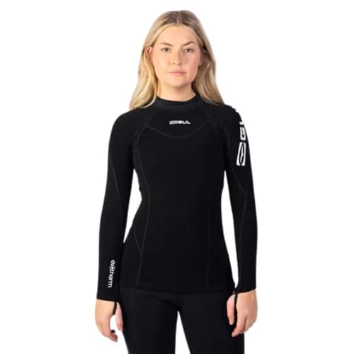 Image of Gul Womens Evotherm Ladies Thermal Long Sleeve Top Black - UV Sun Protection and SPF Properties - Flatlock: seam