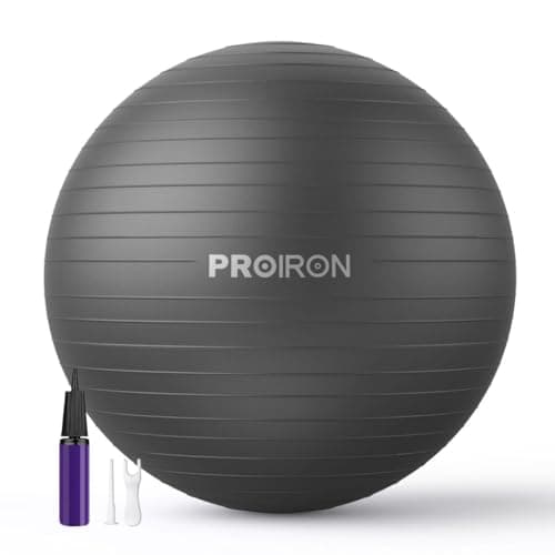 Image of PROIRON Extra Thick Exercise Ball 55cm 65cm 75cm, Anti-Burst Gym Ball, Swiss Ball with Pump for Yoga, Pregnancy, Labour, Pilates, Fitness, Stability