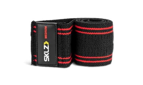 Image of SKLZ Pro Knit Mini Band Fitness, Adjustable Resistance Band, Fitness Equipment for Home Gym, Black/Red, Medium Resistance