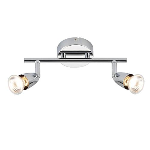 Image of Amalfi 2 Way Adjustable Bar Spotlight Fixture - IP20 Semi Flush Ceiling Light - GU10 LED Compatible Spotlight Lamp - Residential and Commercial Dimmable Light Fitting | Chrome Finish