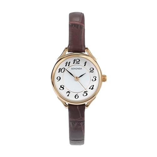 Image of Sekonda Women's Quartz Watch with White Dial Analogue Display and Brown Leather Strap 4701.27