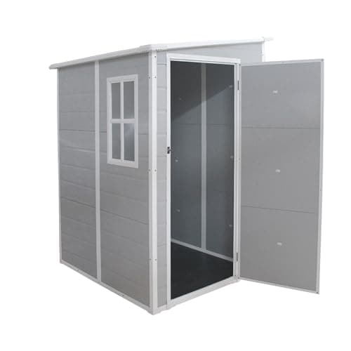 Image of Panana Plastic Garden Storage Shed Outdoor Storage Includes Plastic Floor, Strong Structure House Tool Shed 140x 122x 192 cm