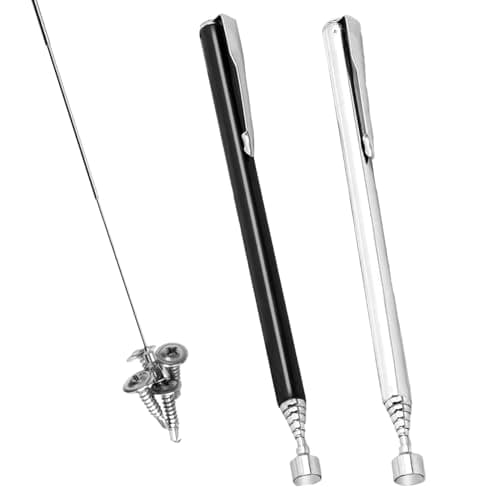 Image of 2 PCS Telescopic Magnetic Pickup Tool, 2 LB Extendable Magnetic Handheld Stick Pen, Portable Magnetics Retrieval Pen, Magnet Handheld Tool Grabber with Clip for Pickup Screws Nuts, Extending to 65cm