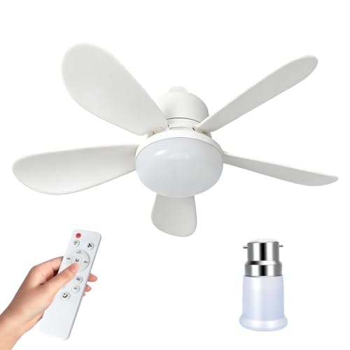 Image of PEAMOO 52cm Ceiling Fan Light, E27/B22 Ceiling Fan with Light and Remote, 40W LED Ceiling Fans Dimmable,3 Speeds 3 Colors,Ceilings Lamp for Bedroom, Kitchen, Bathroom,No Base (E27/B22)