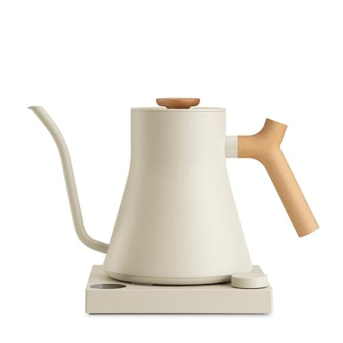 Image of Fellow Stagg EKG Pro Electric Gooseneck Kettle - Pour-Over Coffee, Tea, Quick Heating, Precise Temperature Control, Scheduling, Built-in Brew Timer - Sesame with Maple Handle, 0.9 L