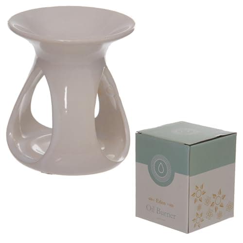 Image of Puckator Eden White Tear Drop Ceramic Oil & Wax Melt Burner - Wax Melt Burners Warmer - Boho Bedroom Decor Diffuser Scent Tea Light Burner Holder - House Warming Gift - Aromatherapy Set