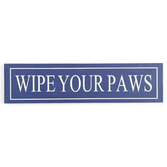 Image of Homestreet Signs Large Wooden Hanging Message Plaque Or Sign DS 50 x 12.5cm Reads Wipe Your Paws