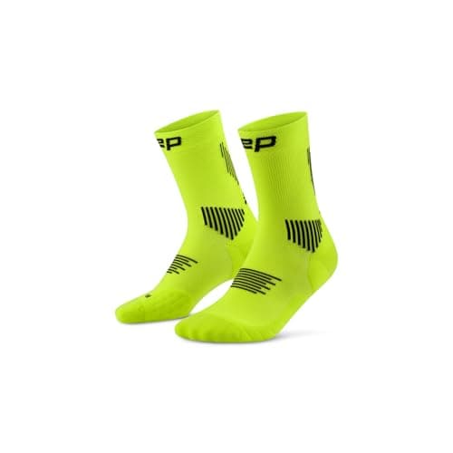 Image of CEP Run Socks, Mid Cut, 5.0, Lime/Black, Men, Lime/Black, 45-48